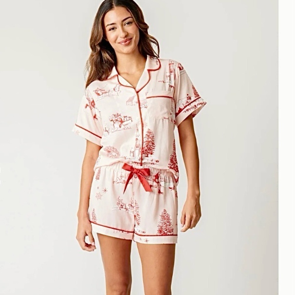 Katie Kime New Holiday Toile Pajama Short Set PJ’s Vintage Retro Size 3XL / 2XL